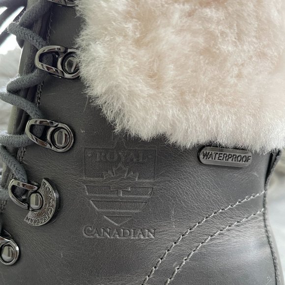 Royal Canadian Cambridge Leather Boots/Waterproof /Fur/-22F/Gray Size:7 - Picture 6 of 12